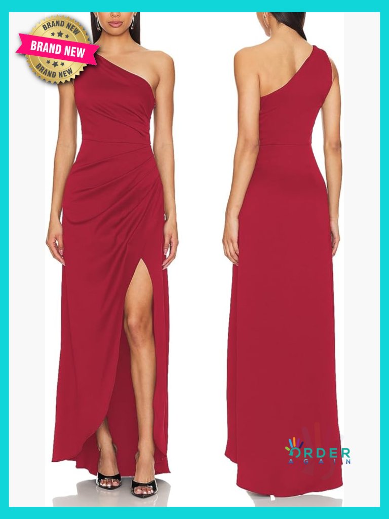 Elegant One Shoulder Ruched Bodycon Maxi Dress With Side Slit
